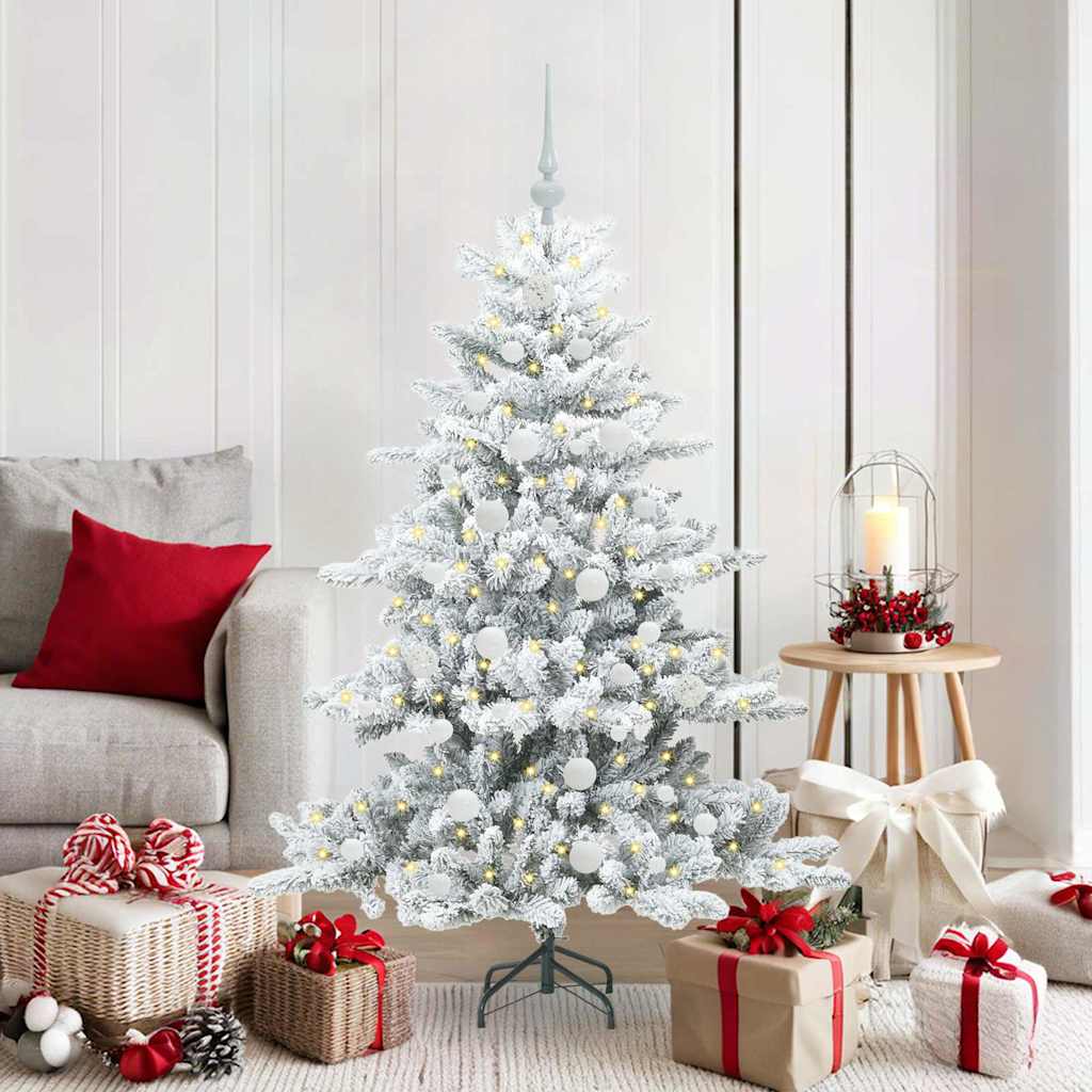 vidaXL Artificial Hinged Christmas Tree White 150 cm PVC and Steel 1