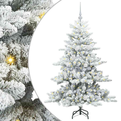 vidaXL Artificial Hinged Christmas Tree White 150 cm PVC and Steel 2
