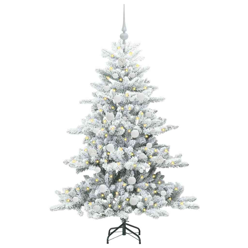 vidaXL Artificial Hinged Christmas Tree White 150 cm PVC and Steel 3