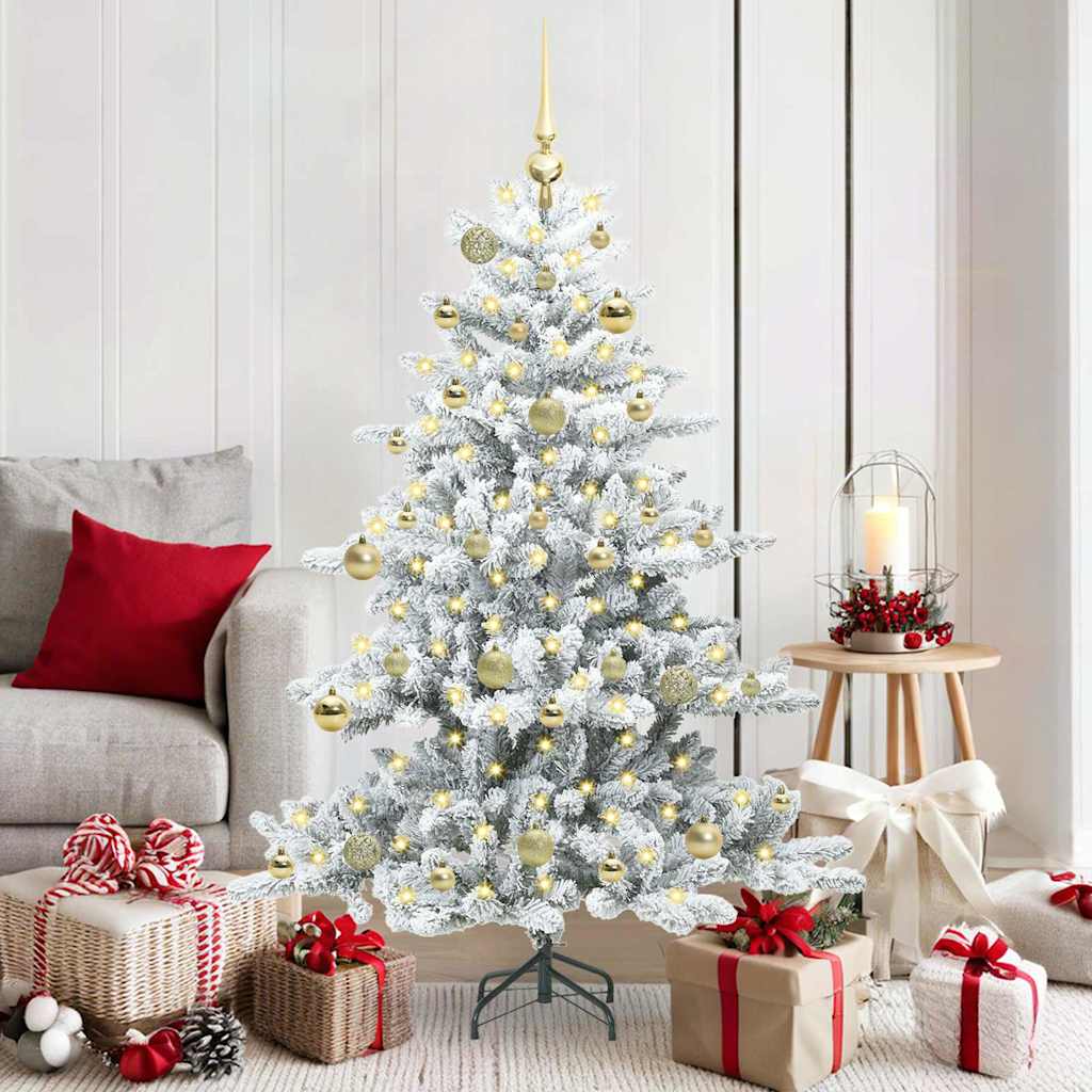 vidaXL Artificial Hinged Christmas Tree White 150 cm PVC and Steel 1