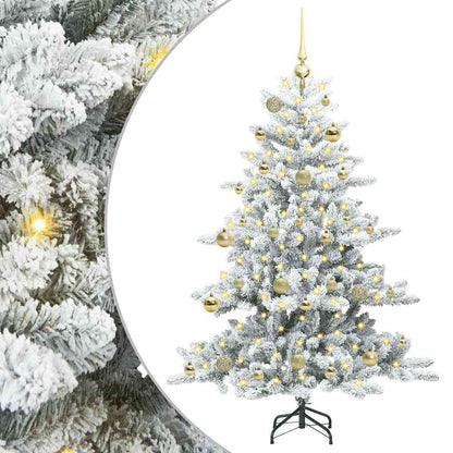 vidaXL Artificial Hinged Christmas Tree White 150 cm PVC and Steel 2