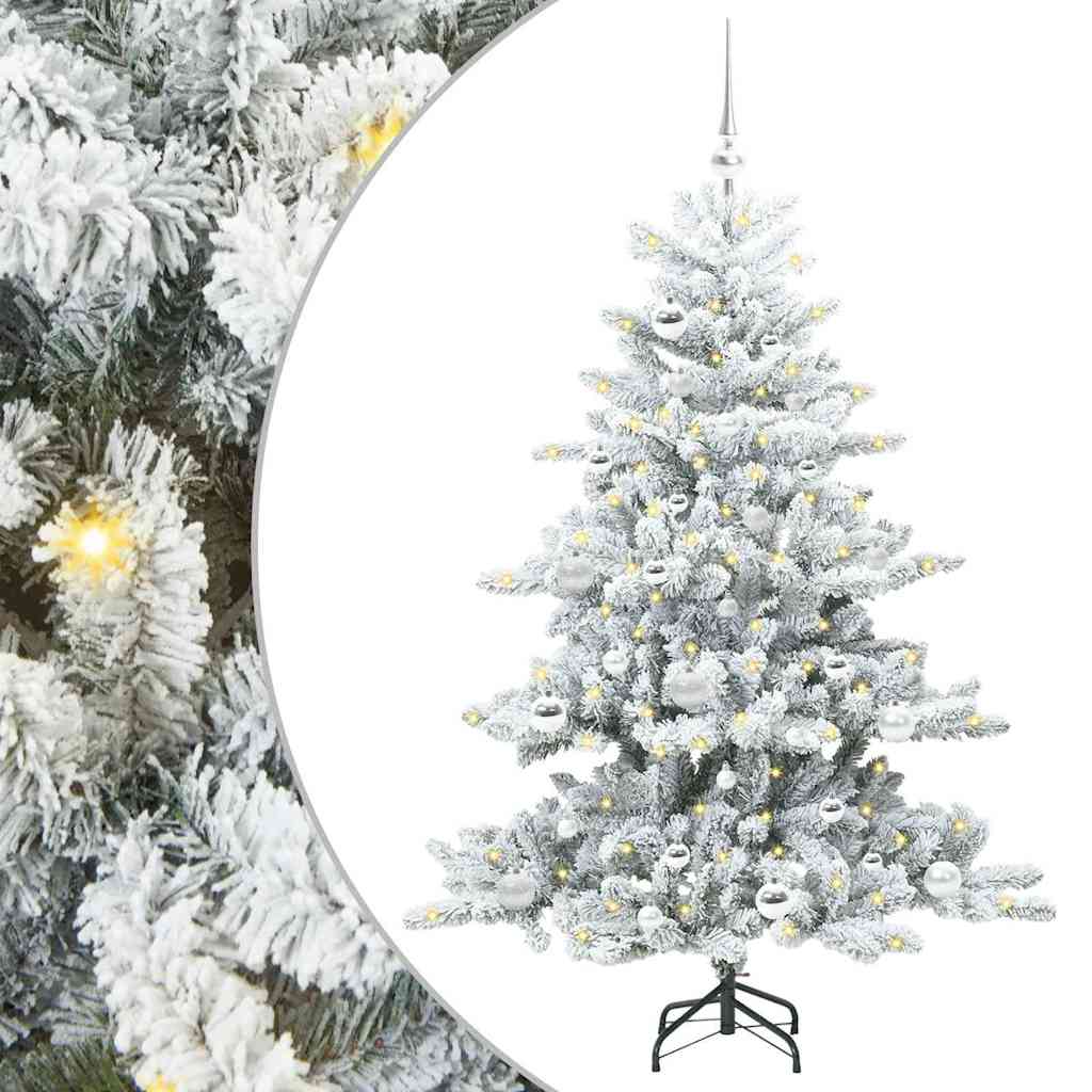 vidaXL Artificial Hinged Christmas Tree White 150 cm PVC and Steel 2