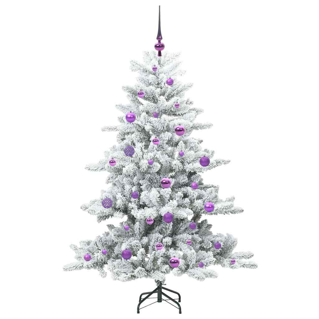 vidaXL Artificial Hinged Christmas Tree White 150 cm PVC and Steel 4