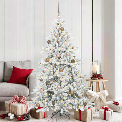 vidaXL Artificial Hinged Christmas Tree White 180 cm PVC and Steel 1