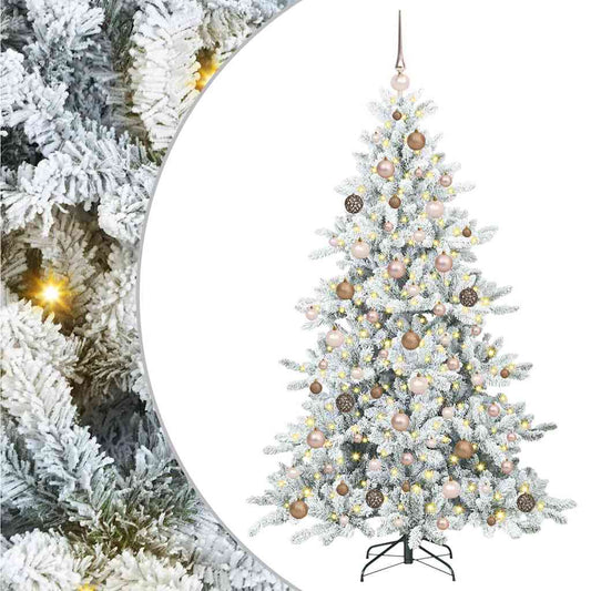 vidaXL Artificial Hinged Christmas Tree White 180 cm PVC and Steel 2