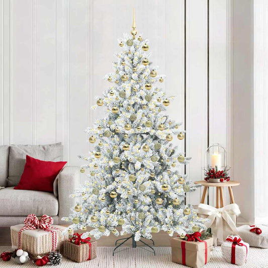 vidaXL Artificial Hinged Christmas Tree White 180 cm PVC and Steel 1