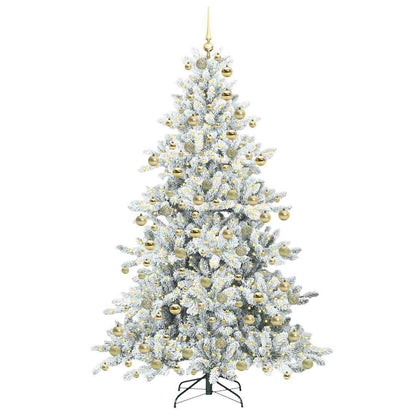 vidaXL Artificial Hinged Christmas Tree White 180 cm PVC and Steel 3