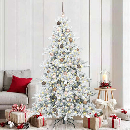 vidaXL Artificial Hinged Christmas Tree White 210 cm PVC and Steel 1