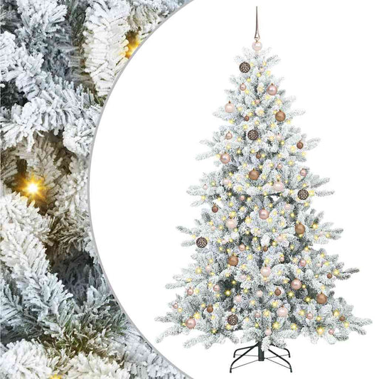 vidaXL Artificial Hinged Christmas Tree White 210 cm PVC and Steel 2