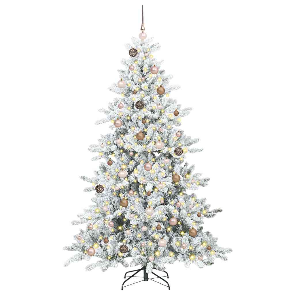 vidaXL Artificial Hinged Christmas Tree White 210 cm PVC and Steel 3