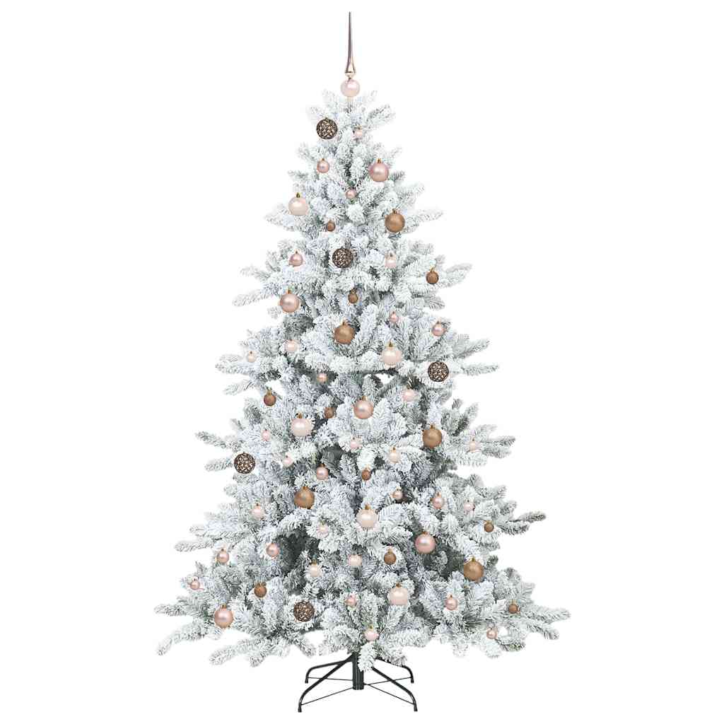 vidaXL Artificial Hinged Christmas Tree White 210 cm PVC and Steel 4
