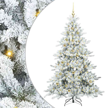 vidaXL Artificial Hinged Christmas Tree White 210 cm PVC and Steel 2
