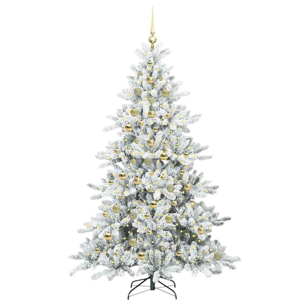 vidaXL Artificial Hinged Christmas Tree White 210 cm PVC and Steel 3