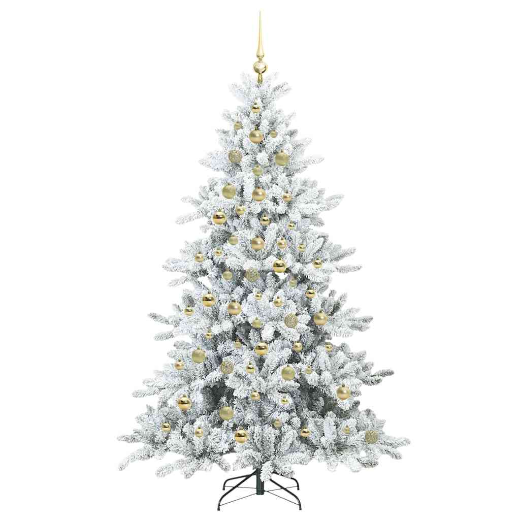 vidaXL Artificial Hinged Christmas Tree White 210 cm PVC and Steel 4