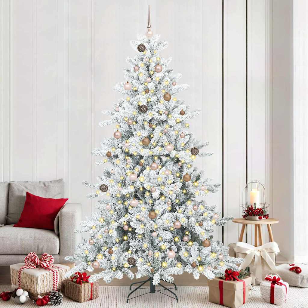 vidaXL Artificial Hinged Christmas Tree White 240 cm PVC and Steel 1