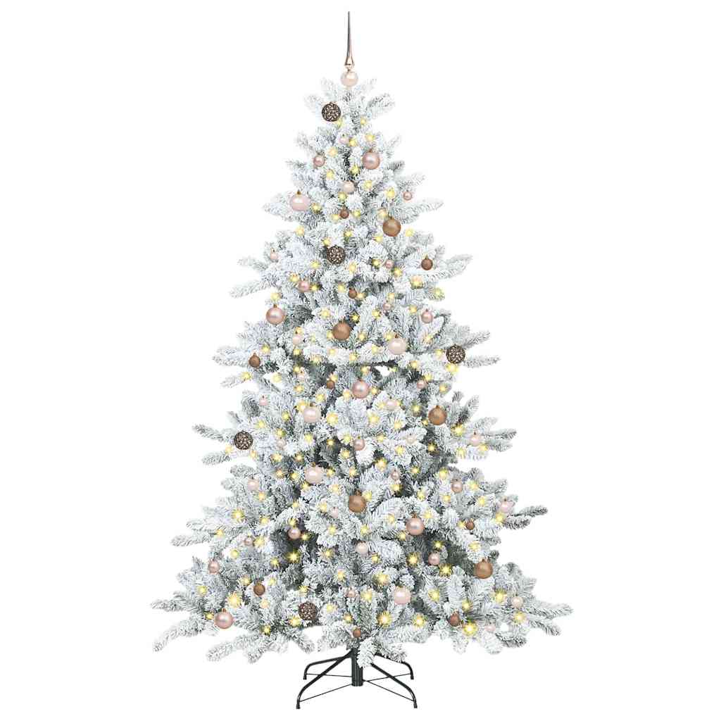 vidaXL Artificial Hinged Christmas Tree White 240 cm PVC and Steel 3