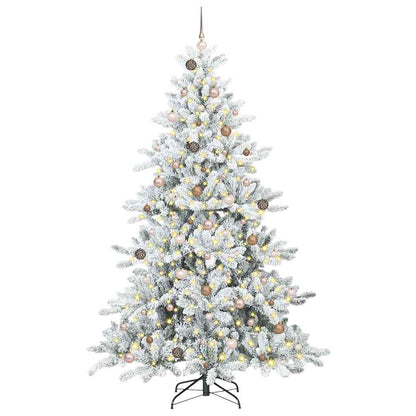 vidaXL Artificial Hinged Christmas Tree White 240 cm PVC and Steel 3