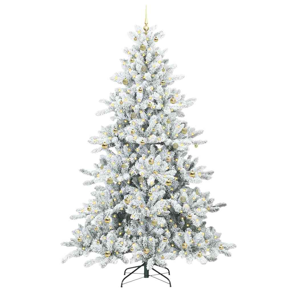 vidaXL Artificial Hinged Christmas Tree White 240 cm PVC and Steel 3