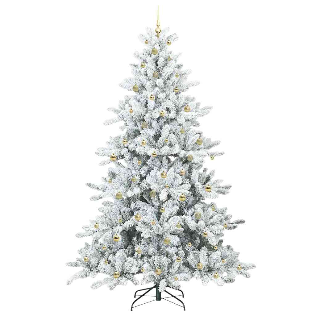 vidaXL Artificial Hinged Christmas Tree White 240 cm PVC and Steel 4