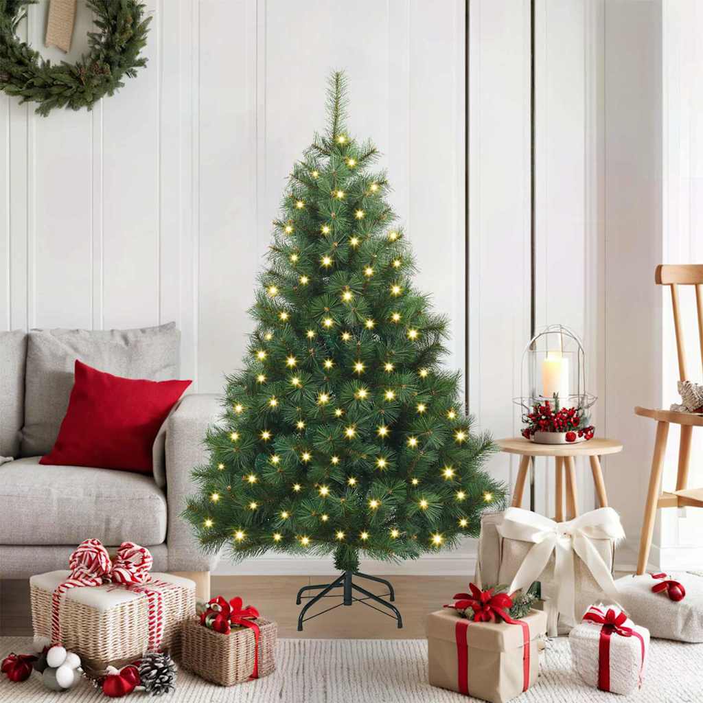 vidaXL Artificial Christmas Tree with 150 LEDs Green 120 cm PE and PVC 1