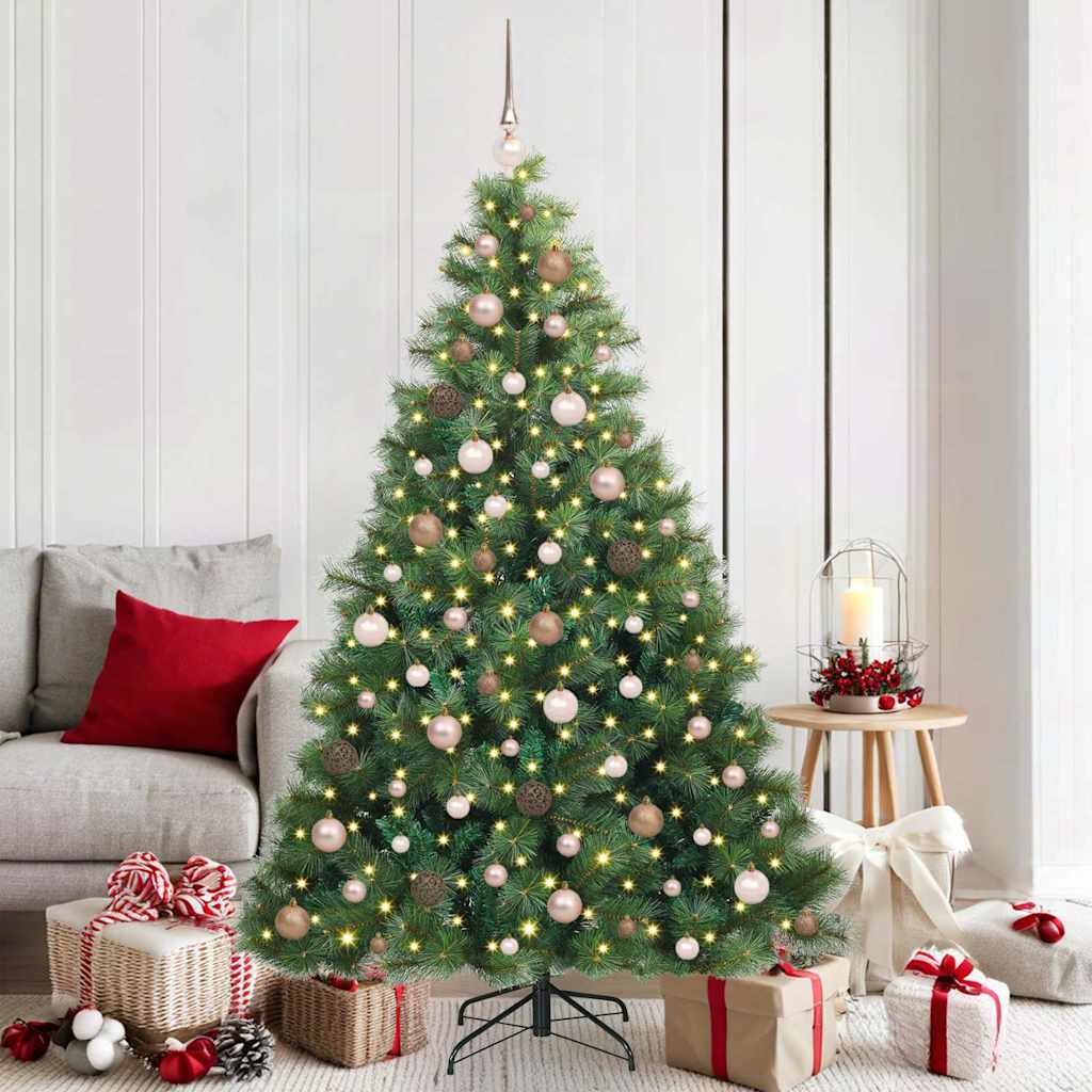 vidaXL Artificial Christmas Tree with 300 LEDs Green 180 cm PE and PVC 1
