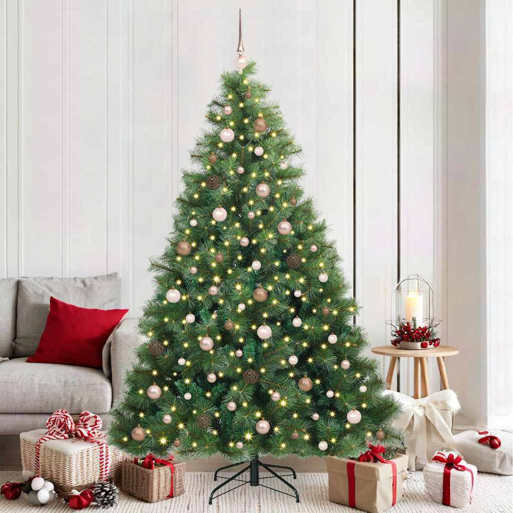 vidaXL Artificial Christmas Tree with 300 LEDs Green 210 cm PE and PVC 1