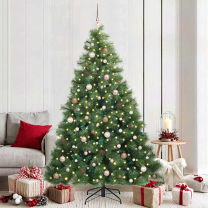 vidaXL Artificial Christmas Tree with 300 LEDs Green 210 cm PE and PVC 1