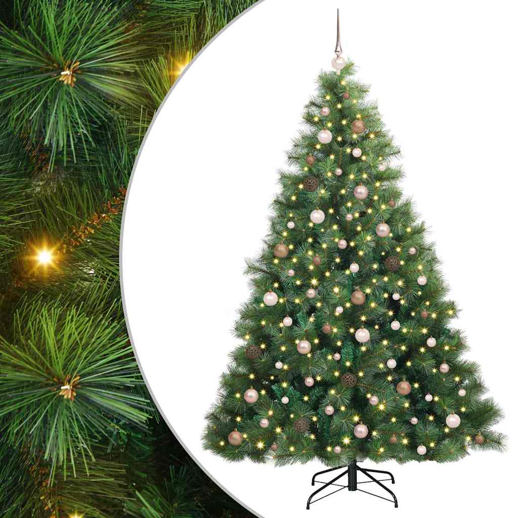 vidaXL Artificial Christmas Tree with 300 LEDs Green 210 cm PE and PVC 2