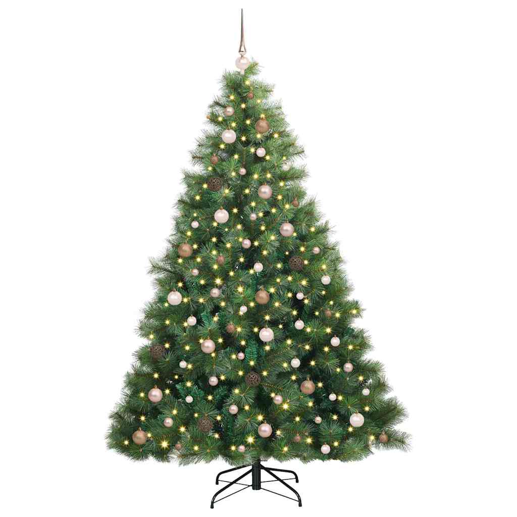 vidaXL Artificial Christmas Tree with 300 LEDs Green 210 cm PE and PVC 3