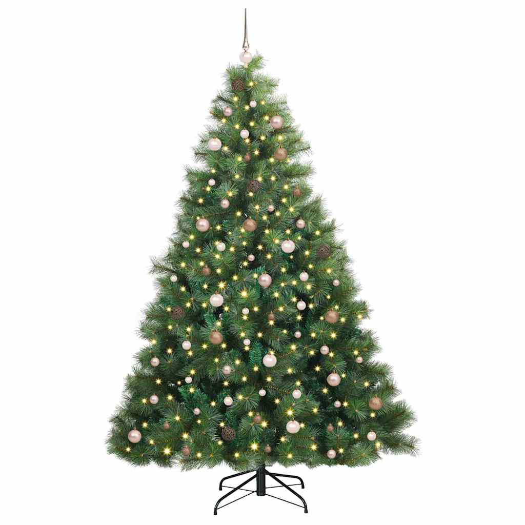 vidaXL Artificial Christmas Tree with 300 LEDs Green 240 cm PE and PVC 3