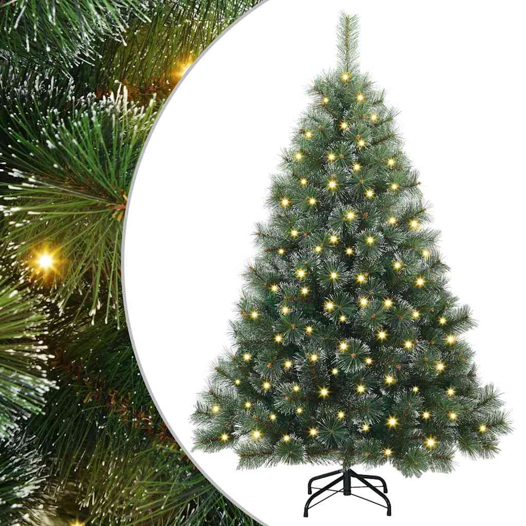 Artificial Christmas Tree Green PE and PVC White 120 cm with LEDs