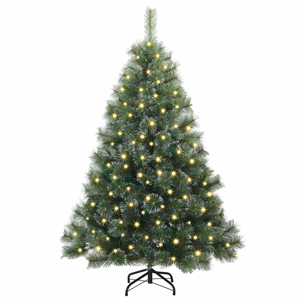 Artificial Christmas Tree Green PE and PVC White 120 cm with LEDs
