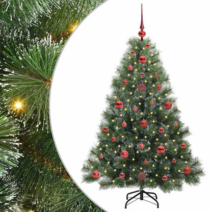 Artificial Christmas Tree Green PE and PVC White 120 cm with LEDs &red balls