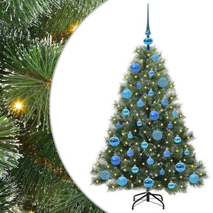 Artificial Christmas Tree Green PE and PVC White 120 cm with LEDs &blue balls