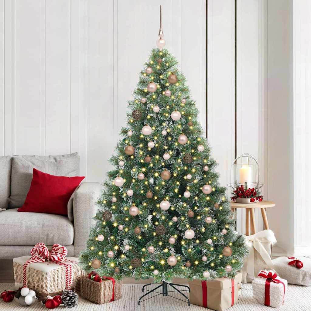 vidaXL Artificial Christmas Tree with 300 LEDs Green 180 cm PE and PVC 1