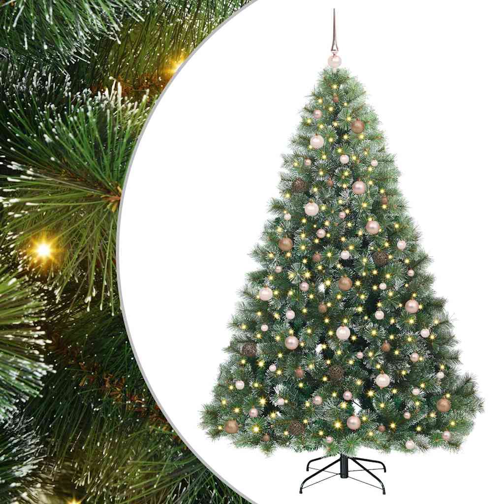 vidaXL Artificial Christmas Tree with 300 LEDs Green 210 cm PE and PVC 2