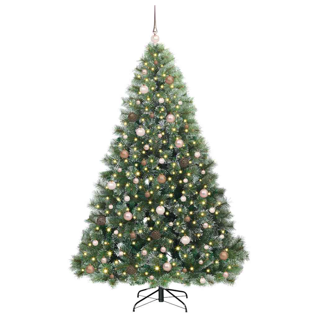 vidaXL Artificial Christmas Tree with 300 LEDs Green 210 cm PE and PVC 3