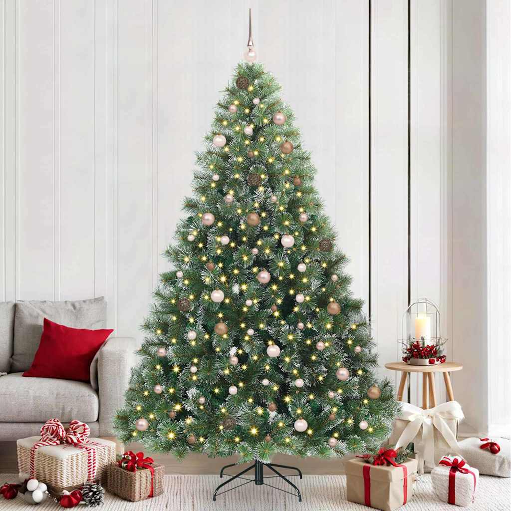 vidaXL Artificial Christmas Tree with 300 LEDs Green 240 cm PE and PVC 1