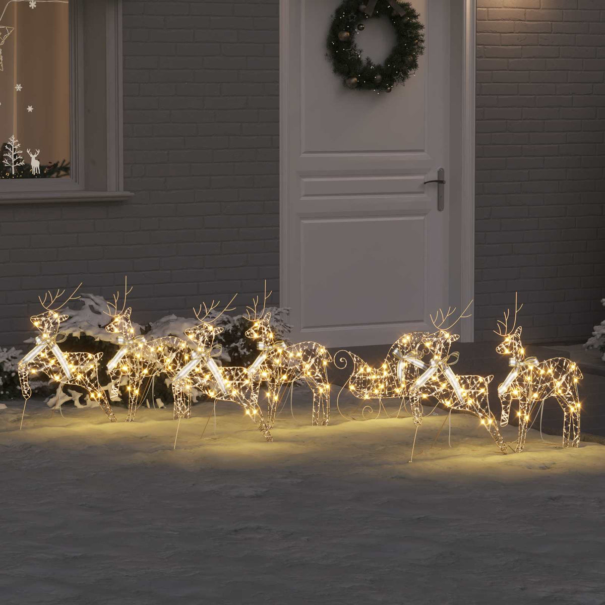 vidaXL Christmas Reindeer with sleigh 60 LEDs Warm White