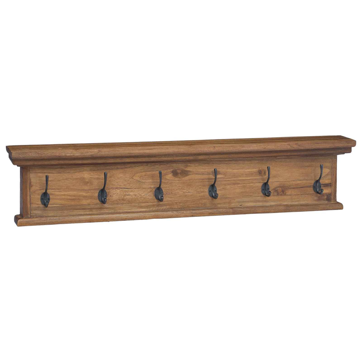 vidaXL Wall Mounted Coat Rack 100 x 10 x 20 cm Natural Solid Teak Wood 2