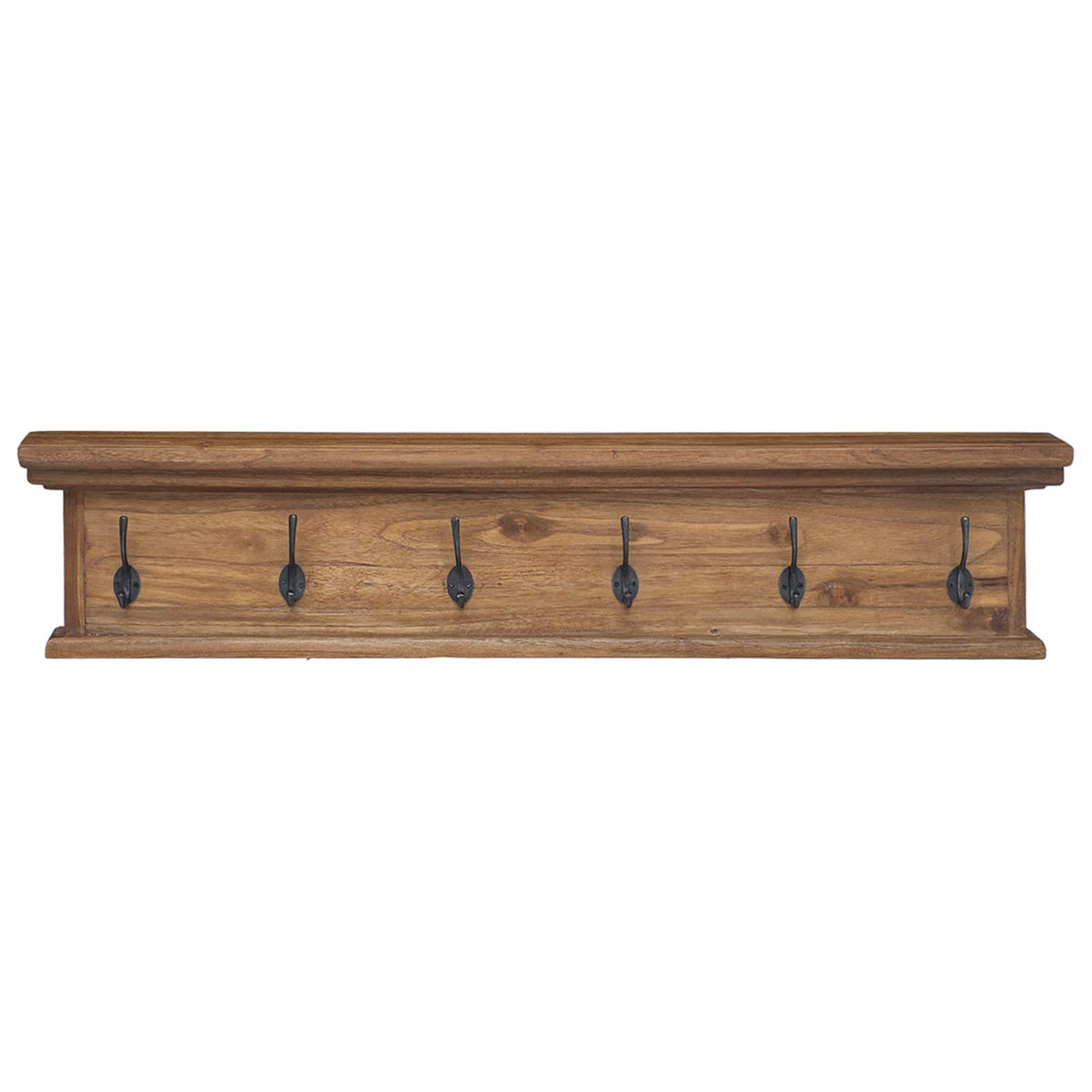 vidaXL Wall Mounted Coat Rack 100 x 10 x 20 cm Natural Solid Teak Wood 5