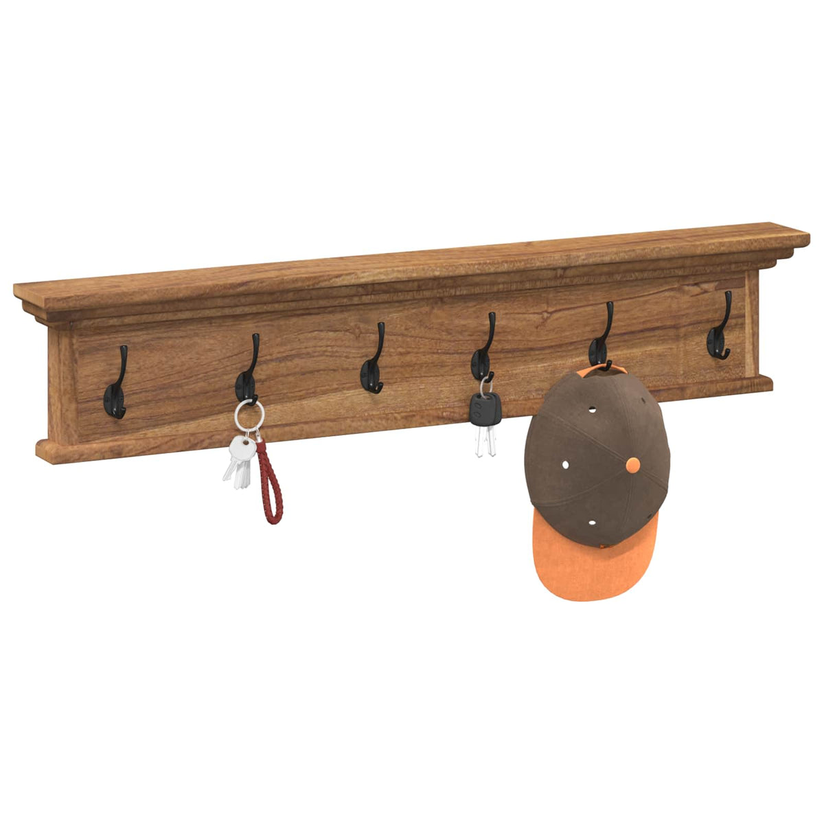 vidaXL Wall Mounted Coat Rack 100 x 10 x 20 cm Natural Solid Teak Wood 3