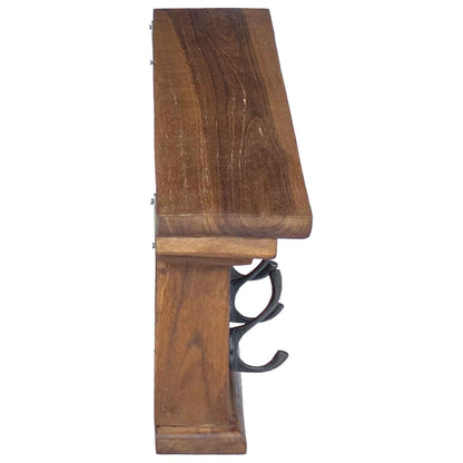 vidaXL Wall Mounted Coat Rack 100 x 10 x 20 cm Natural Solid Teak Wood 6