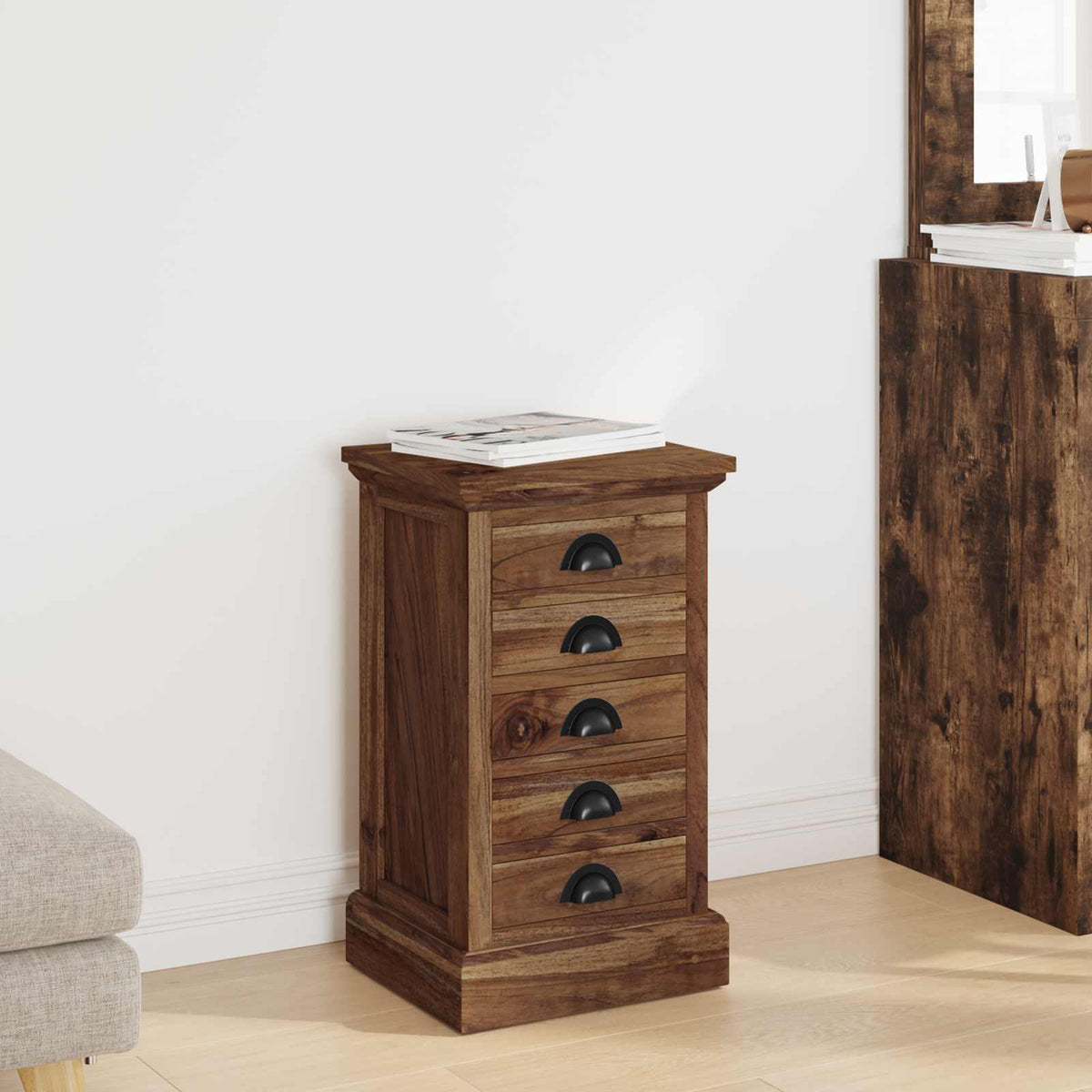 vidaXL Chest of Drawers Natural 35 x 30 x 60 cm Solid Teak Wood 1