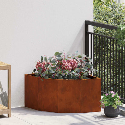 vidaXL Corner Planter Rusty 60 x 60 x 35 cm Weathering steel 1