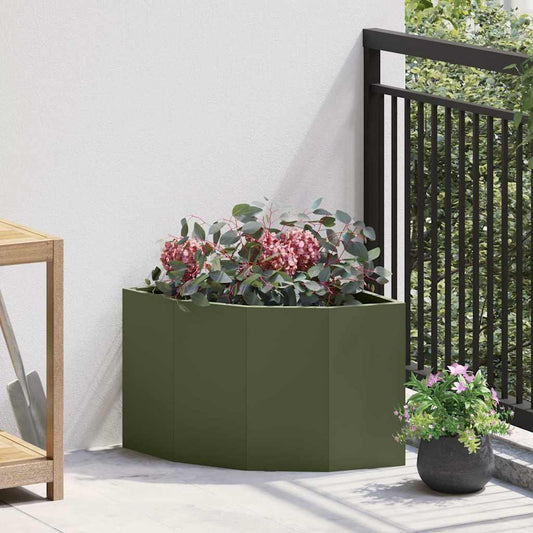 Corner Planter 45 x 45 x 35 cm Steel Olive green