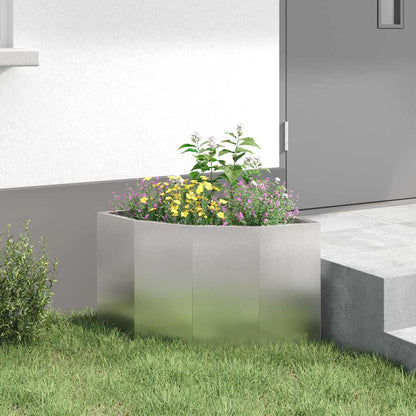 vidaXL Corner Planter Silver 45 x 45 x 35 cm Stainless steel 4