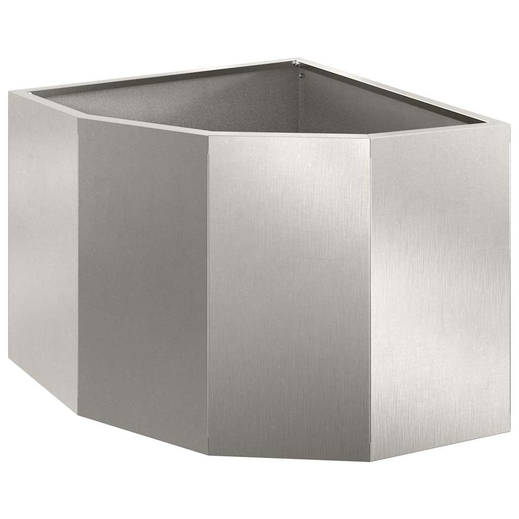 vidaXL Corner Planter Silver 45 x 45 x 35 cm Stainless steel 2