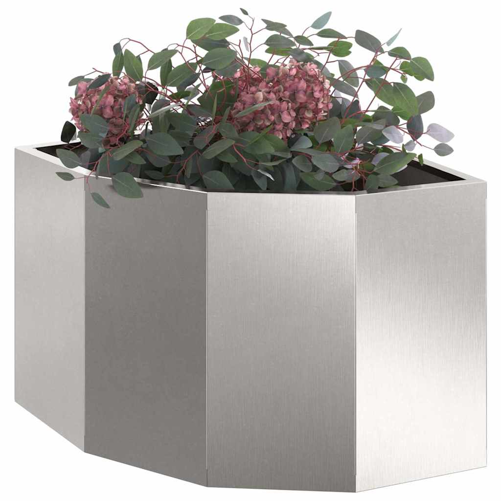 vidaXL Corner Planter Silver 45 x 45 x 35 cm Stainless steel 3