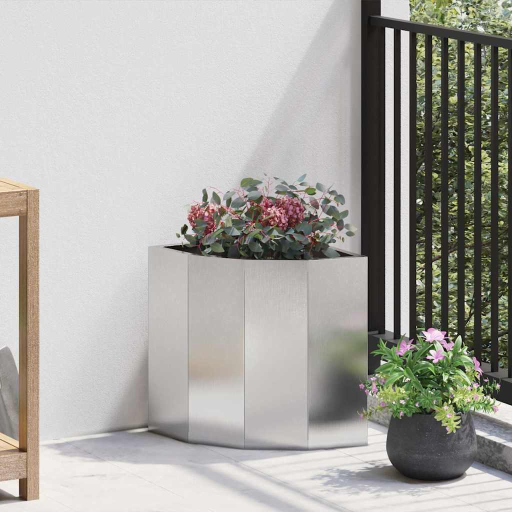 vidaXL Corner Planter Silver 30 x 30 x 35 cm Stainless steel 1